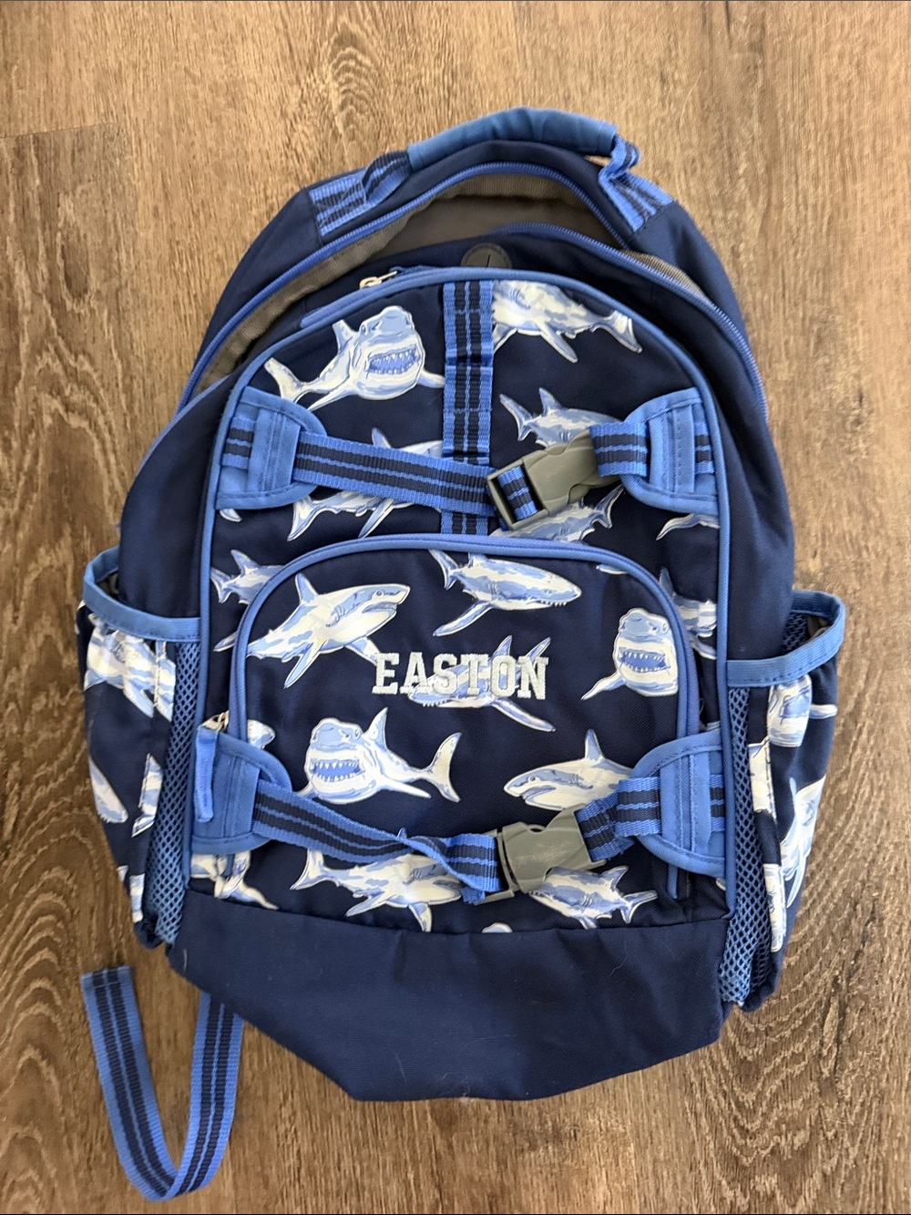 Pottery barn “Easton” Navy and Light Blue Shark Kids Backpack